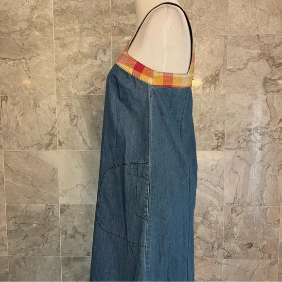 Mo:Vint Indigo Chambray Sleeveless Shift Dress - Picture 5 of 8